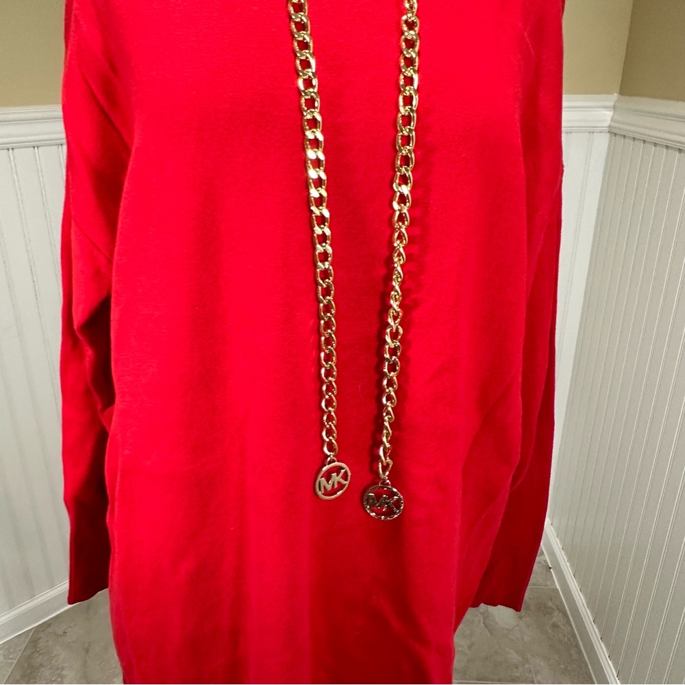 Michael Kors Red sweater dress with hood, size Large - Picture 14 of 16